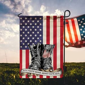 Artsy Woodsy 4th of July Independence Day Decorations God Bless America US Veteran American Soldier Fallen Hero Patriotic Military Burlap Garden Flag 12.5x18" Double-sided All-weather Yard Outdoor (01 (12x18"))