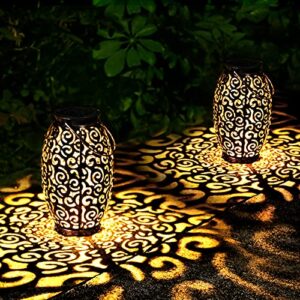 2 pack solar lantern garden hanging outdoor solar lights table lights for patio courtyard porch courtyard pathway decorative (2 pack)