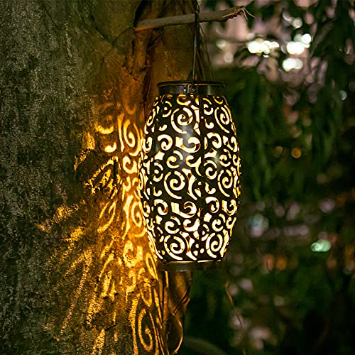 2 Pack Solar Lantern Garden Hanging Outdoor Solar Lights Table Lights for Patio Courtyard Porch Courtyard Pathway Decorative (2 Pack)