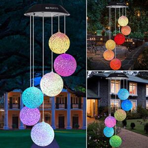 yard decor lights,crystal ball solar wind chimes outdoor,2023 for all mom/women/grandma/daughter/aunt/friend/wife and sister,gardening gift, birthday gift, garden decor