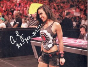 a.j. aj lee sexy wwe diva signed reprint signed photo #1 raw gm rp