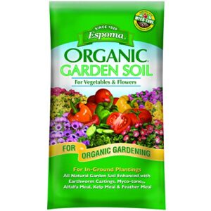 espoma organic vegetable & flower garden soil natural and organic in ground planting mix. use when planting & transplanting. for organic gardening. 1 cubic foot bag