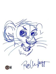 rob minkoff signed hand drawn sketch the lion king simba 8.5×11 beckett coa