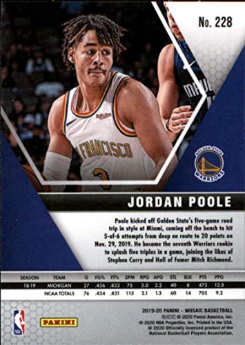 2019-20 Panini Mosaic #228 Jordan Poole RC Rookie Golden State Warriors NBA Basketball Trading Card