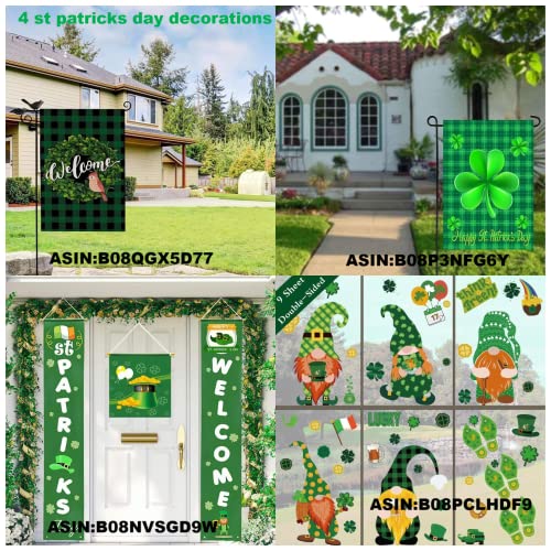 WENWELL Happy St Patricks Day House Garden Flags,Shamrock Buffalo Check Plaid Rustic Burlap Yard Sign Decorations,Spring Banners for Outdoor 12 x 18 Inch Double Sided (Green)