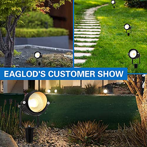 EAGLOD 5W Low Voltage LED Landscape Lights with Connectors,12V~24V Outdoor Spotlight 5000K Daylight Waterproof for Yard Landscape Lighting,Tree Flag Spotlights,Garden Path Lights with Spike (10Pack)