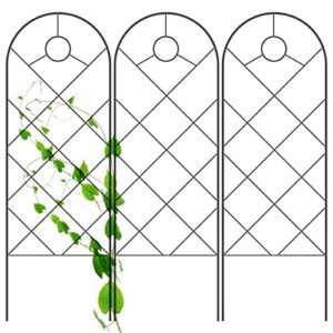 3 pcs garden trellis for climbing plants indoor, 23″ x 7.7″ rust proof metal support wire with decorative lattice grid panels for garden indoor potted climbing stems stalks vines