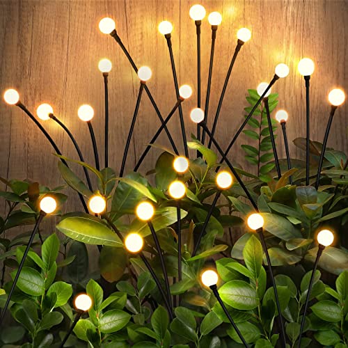 Domipool Solar Lights Outdoor Waterproof - Swaying Solar Garden Lights, Firefly Lights with Highly Flexible Copper Wires, Yard Pathway Christmas Landscape Stake Lights, 2 Packs