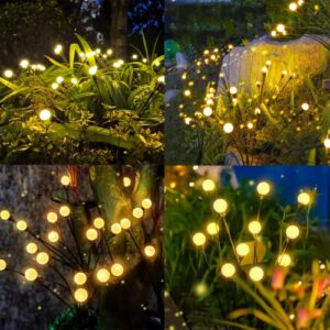 Domipool Solar Lights Outdoor Waterproof - Swaying Solar Garden Lights, Firefly Lights with Highly Flexible Copper Wires, Yard Pathway Christmas Landscape Stake Lights, 2 Packs