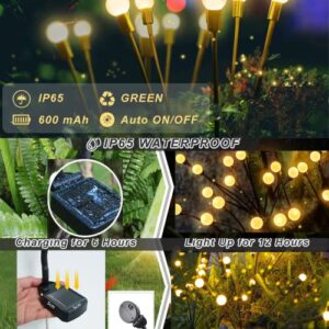 Domipool Solar Lights Outdoor Waterproof - Swaying Solar Garden Lights, Firefly Lights with Highly Flexible Copper Wires, Yard Pathway Christmas Landscape Stake Lights, 2 Packs