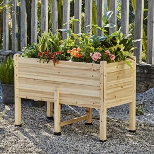 amerlife 15 inch deep wooden raised garden planter 4x2ft raised garden bed with legs elevated planter box elevated garden planters for deep-rooted plants 500lb capacity outdoors patio backyard