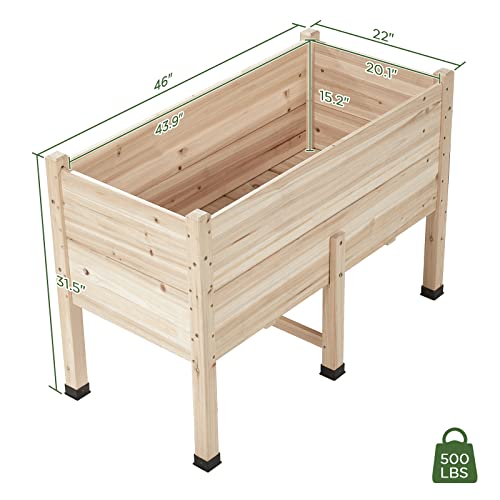 AMERLIFE 15 Inch Deep Wooden Raised Garden Planter 4x2FT Raised Garden Bed with Legs Elevated Planter Box Elevated Garden Planters for Deep-Rooted Plants 500lb Capacity Outdoors Patio Backyard