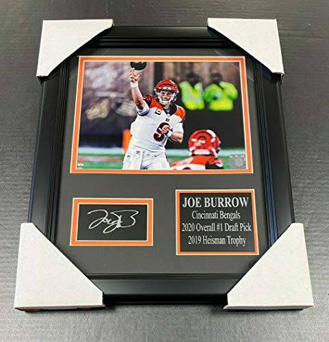 JOE BURROW BENGALS LASER ENGRAVED AUTOGRAPHED RP PLATE Framed 8x10 Photo