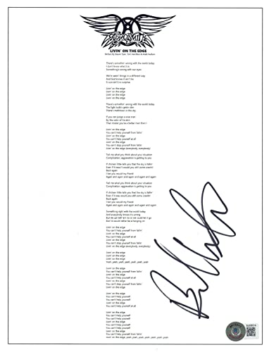 Brad Whitford Aerosmith Signed Livin' On The Edge 8.5x11 Lyric Sheet Beckett COA