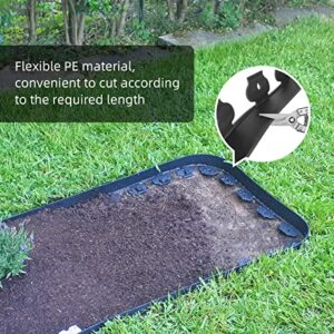 Landscape Edging Kit 33ft No Dig Plastic Garden Edging Border with 30 Spikes Flexible Garden Lawn Edge Grass Edging Borders Weed Border Path Border Edging Fieldstone Edging Tree Edging (Black)