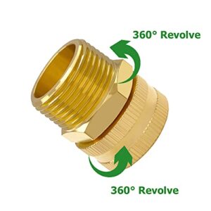 Hooshing 3PCS 3/4" GHT Female to 3/4" NPT Male Garden Hose Swivel Adapter Solid Brass Garden Hose Connectors