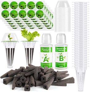 142 pack seed pod kit compatible with aerogarden, hydroponics garden accessories for growing system, grow anything kit with 30 grow sponges, 30 baskets, 50 labels, 30 domes, 2 nutrient plant food