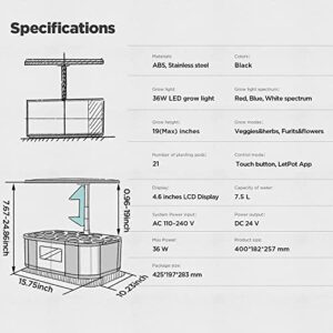 LetPot LPH-Max 21 Pods Hydroponics Growing System, [Automatic Irrigation & 3X-Faster Grow Light] Smart Hydroponics Growing System Indoor Garden, APP & WiFi Controlled Self-Managed Nurturing & Watering