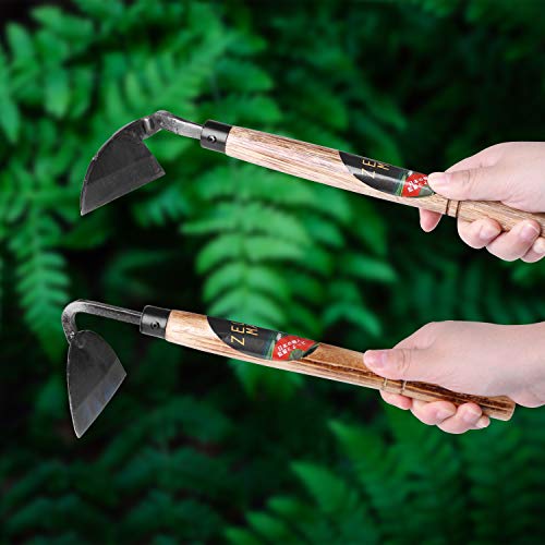 ZELARMAN Japanese-Style Weeding Sickle/Hand Hoe, Sickle Garden Hand Weeder Tool with All Steel Blade for Cutting Grass, Digging, Soil loosening