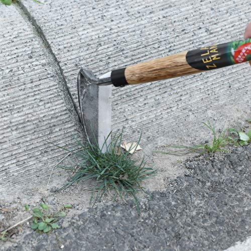 ZELARMAN Japanese-Style Weeding Sickle/Hand Hoe, Sickle Garden Hand Weeder Tool with All Steel Blade for Cutting Grass, Digging, Soil loosening