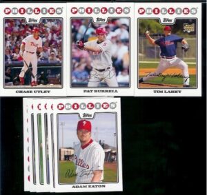 2008 topps philadelphia phillies series 1&2 baseball cards complete team set of 22 cards including chase utley, jimmy rollins, ryan howard and more !