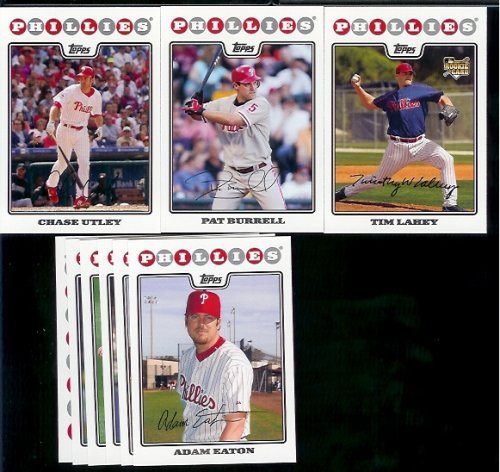 2008 Topps Philadelphia Phillies Series 1&2 Baseball Cards Complete Team Set of 22 cards including Chase Utley, Jimmy Rollins, Ryan Howard and more !