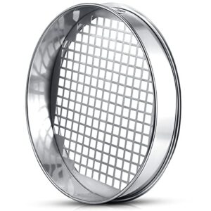 youyole 11.81 inch sand sifter sieve for gardening garden dirt rocks stainless steel soil riddle mesh filter compost screen 12.5 mm in hole size bonsai tool, silver