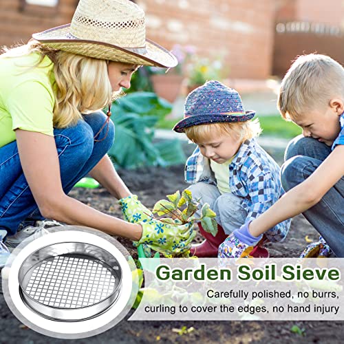Youyole 11.81 Inch Sand Sifter Sieve for Gardening Garden Dirt Rocks Stainless Steel Soil Riddle Mesh Filter Compost Screen 12.5 mm in Hole Size Bonsai Tool, silver