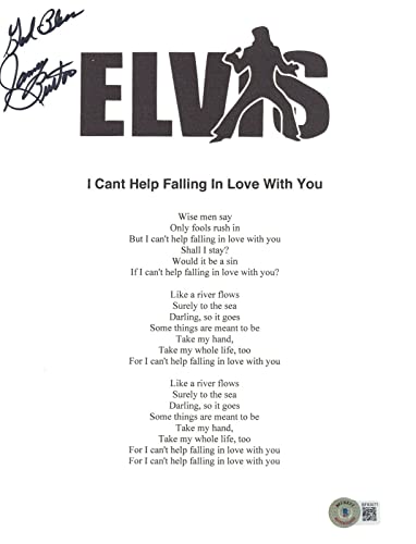 James Burton Signed Elvis Presley I Cant Help Falling Lyric Sheet Beckett COA