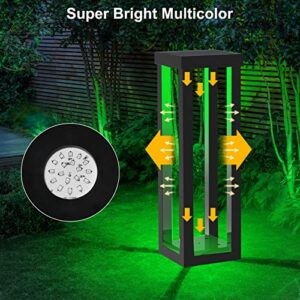 CREPOW Solar Patio Floor Lamp Outdoor, 2 Pack RGB Color Changing Landscape Path Lights Garden Decorations Waterproof 12H Endurance Cordless Landscaping for Porch Lawn Yard Backyard (Black)