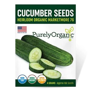 purely organic products purely organic heirloom cucumber seeds (marketmore 76) – approx 140 seeds – certified organic, non-gmo, open pollinated, heirloom, usa origin