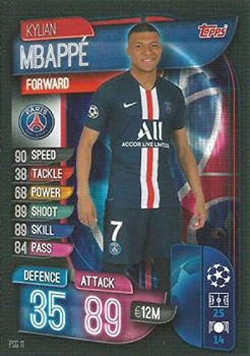 2019-20 Topps UEFA Champions League (UFC) Match Attax #PSG 11 Kylian Mbappe PARIS SAINT-GERMAIN Official Soccer/Futbol Trading Card in Raw (NM or Better) Condition