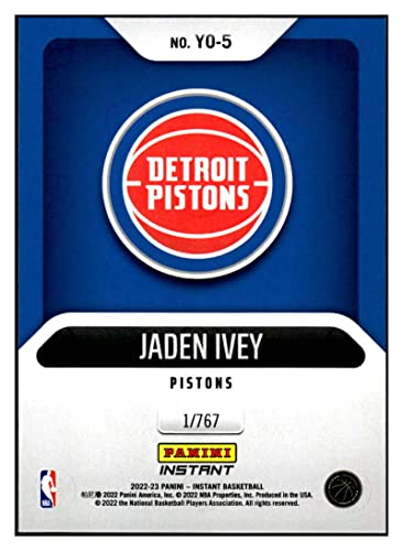 JADEN IVEY RC 2022-23 Panini Instant Year One /767#5 Pistons ROOKIE NM+-MT+ NBA Basketball