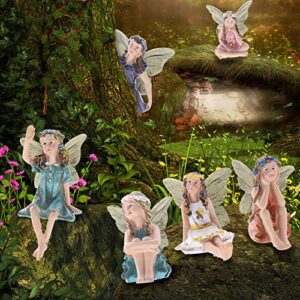 jiaufmi 6-pack flower fairy pixie fly wing miniatures resin flower fairy figures figurines fairy garden accessories dollhouse ornament garden decoration
