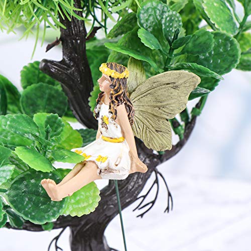 JiaUfmi 6-Pack Flower Fairy Pixie Fly Wing Miniatures Resin Flower Fairy Figures Figurines Fairy Garden Accessories Dollhouse Ornament Garden Decoration