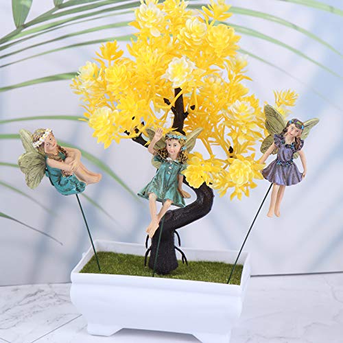 JiaUfmi 6-Pack Flower Fairy Pixie Fly Wing Miniatures Resin Flower Fairy Figures Figurines Fairy Garden Accessories Dollhouse Ornament Garden Decoration