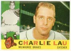 1960 topps regular (baseball) card# 312 charlie lau of the milwaukee braves ex condition