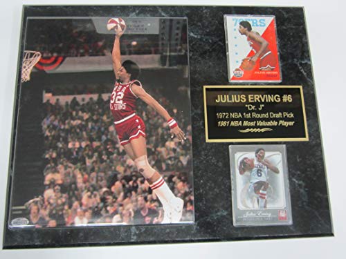 Julius Erving DR J ALL STAR GAME 2 Card Collector Plaque w/8x10 Color Photo SLAM DUNK