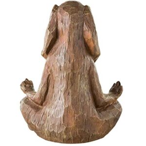 Wind & Weather Indoor/Outdoor Long-Eared Rabbit Garden Statue in Cross-Legged Meditating Yoga Pose Cast in Resin Designed to Look Like Hand-Carved Wood, 11½"L x 7" W x 14¼"H