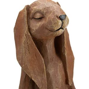 Wind & Weather Indoor/Outdoor Long-Eared Rabbit Garden Statue in Cross-Legged Meditating Yoga Pose Cast in Resin Designed to Look Like Hand-Carved Wood, 11½"L x 7" W x 14¼"H