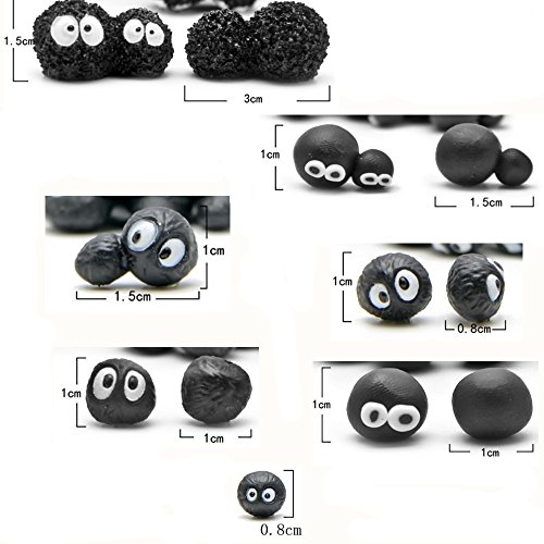 Kimkoala Fairy Garden Decoration Crafts, 8Pcs Mini Cute Resin Soot Figures Black Briquettes Figurines for Fairy Garden Decoration Supplies Miniature Micro Gnome Terrarium Ornament