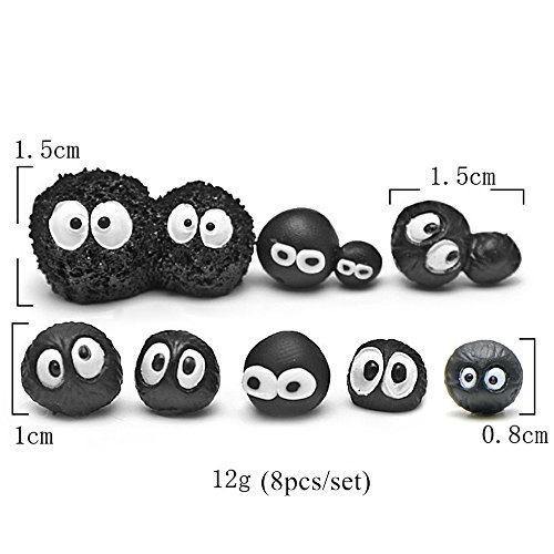 Kimkoala Fairy Garden Decoration Crafts, 8Pcs Mini Cute Resin Soot Figures Black Briquettes Figurines for Fairy Garden Decoration Supplies Miniature Micro Gnome Terrarium Ornament