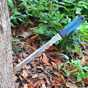 Linsen-Outdoor Stainless Steel Garden Knife with 11" Blade, Double Side Utility Sod Cutter Lawn Repair Garden Knife with Nylon Sheath