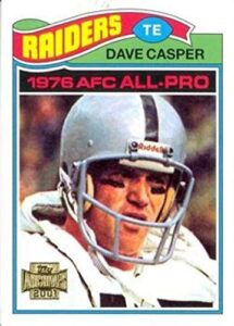 2001 topps archive football #20 dave casper oakland raiders official retro theme nfl football trading card in raw (nm or better) condition