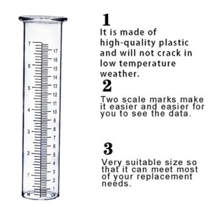 BIUWING Plastic rain Gauge Replacement Tube, 7'' Capacity rain gauges Tubes for Yard Garden Outdoor Home, Best Rated, No Frost Freeze Crack, Not Fragile (2 pcs)