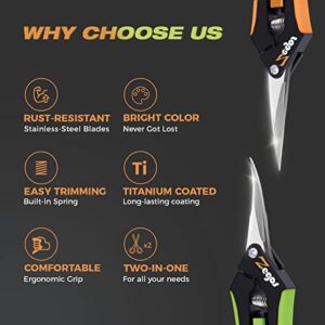 Zegos Bud Trimming Scissor 2 Packs Combo with Sorted Straight and Curved Blades, Precision Pruning Shears, Hand Pruning Snips, Garden Scissors for Herb and Bud Trimming, Bonsai Cutting