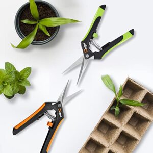 Zegos Bud Trimming Scissor 2 Packs Combo with Sorted Straight and Curved Blades, Precision Pruning Shears, Hand Pruning Snips, Garden Scissors for Herb and Bud Trimming, Bonsai Cutting