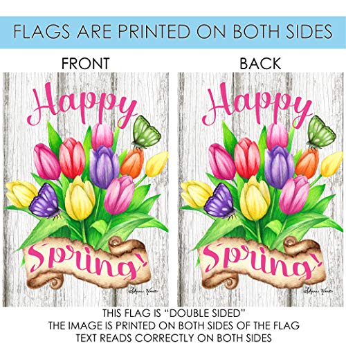 Toland Home Garden 1112301 Spring Tulips Spring Flag 12x18 Inch Double Sided Spring Garden Flag for Outdoor House Flower Flag Yard Decoration