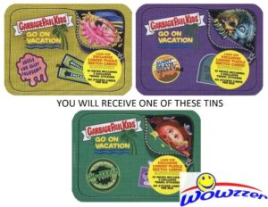 2021 topps garbage pail kids: gpk goes on vacation exclusive factory sealed collectors tin with 80 cards including (3) travel stickers! look for autos, sketch cards, printing plates & more! wowzzer!