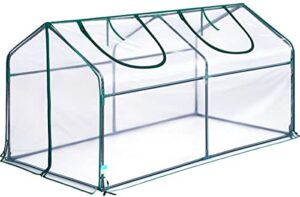 quictent portable mini cloche greenhouse w/ elevated bottom, reinforced high light transmission waterproof uv-resistant hot house for indoor outdoor, w/ 50 t-shaped plant tag, 71″ x 36″ x 36″ (clear)